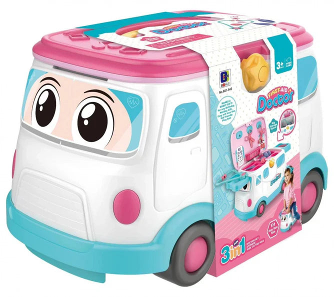 3 In 1 First Aid Doctor Bus, Doctor Set, Storage & Ride On The Ride