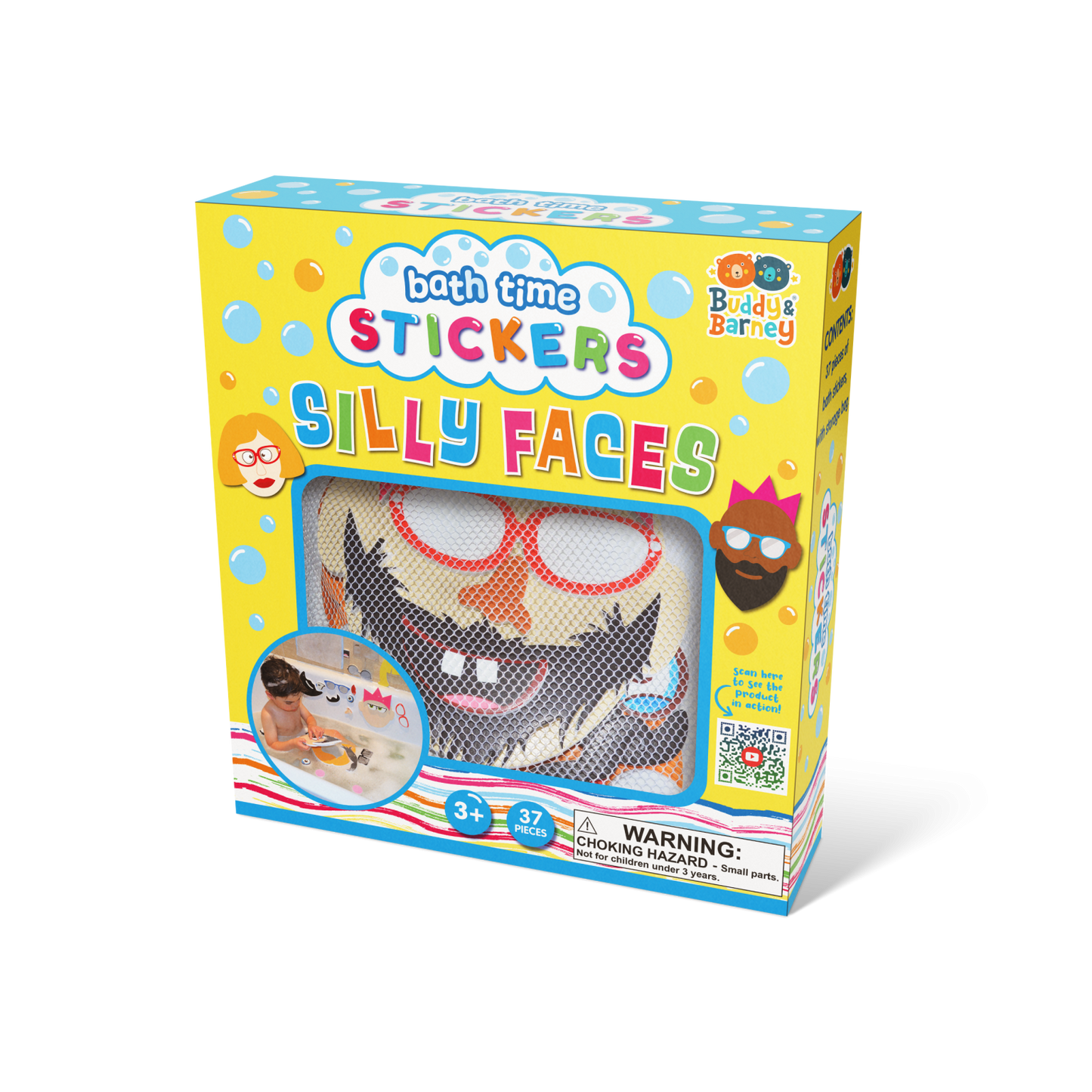 Silly face bath time stickers