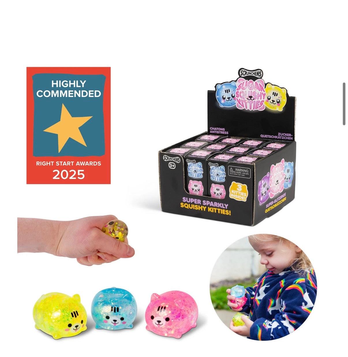 SCRUNCHEMS sugar squishy kitties 3pk