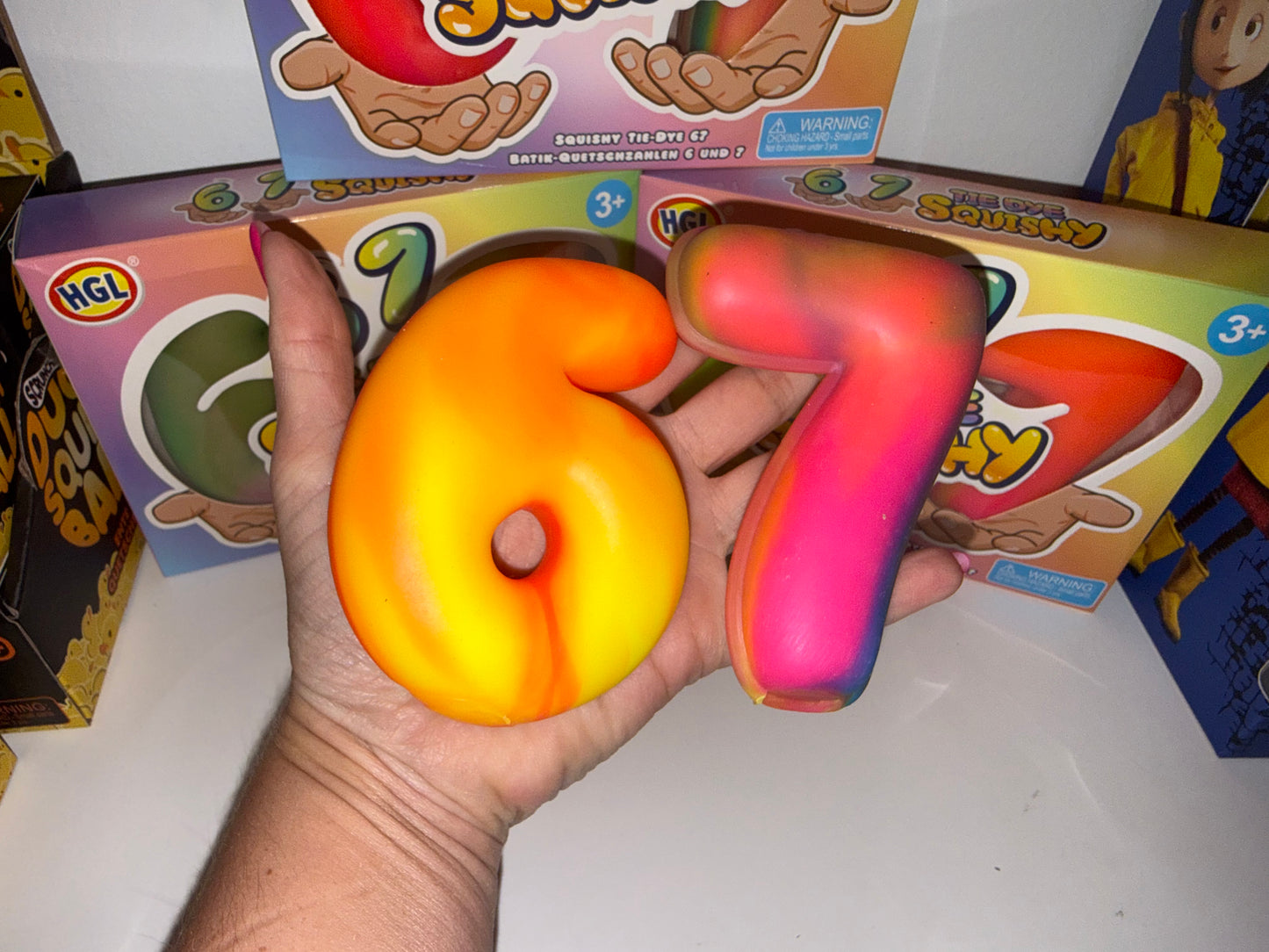 Tie dye 2 pack “6 7” Foam filled squishy