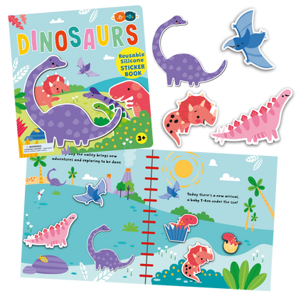 Dinosaur reusable silicone sticker book