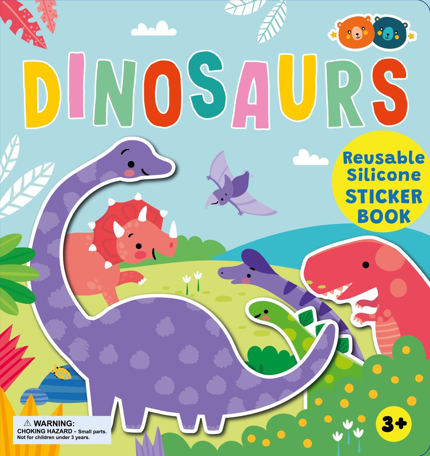 Dinosaur reusable silicone sticker book
