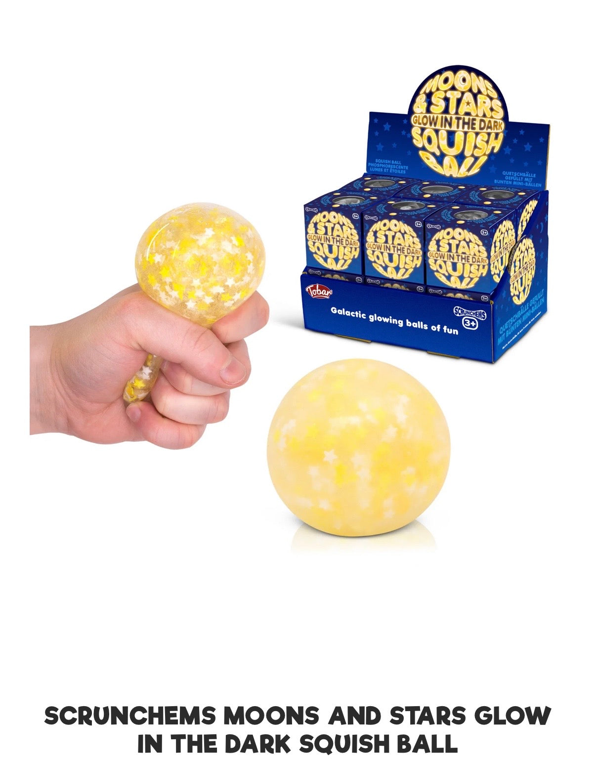 SCRUNCHEMS moons and stars glow in the dark squish ball