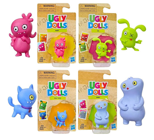 Hasbro Ugly Dolls Collectible 3-5cm Miniature Toy Figures - Pack of 4 - Moxy, Ox, Ugly Dog, & Babo