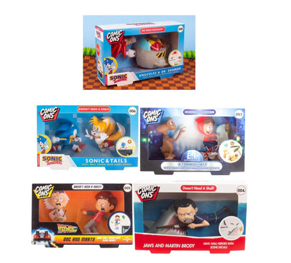 Fizz Creations Comic Ons Sonic, Jaws, back to the future and E.T