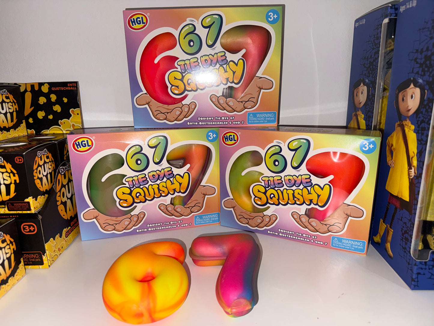 Tie dye 2 pack “6 7” Foam filled squishy