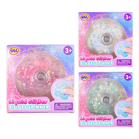 Liquid glitter fidget spinner