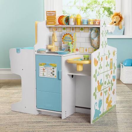 Melissa & Doug Mine to Love Baby Care Activity Centre, Wooden Multi-Functional Doll Playset with Kitchen, Nursery & Bathing Area, Pretend Play