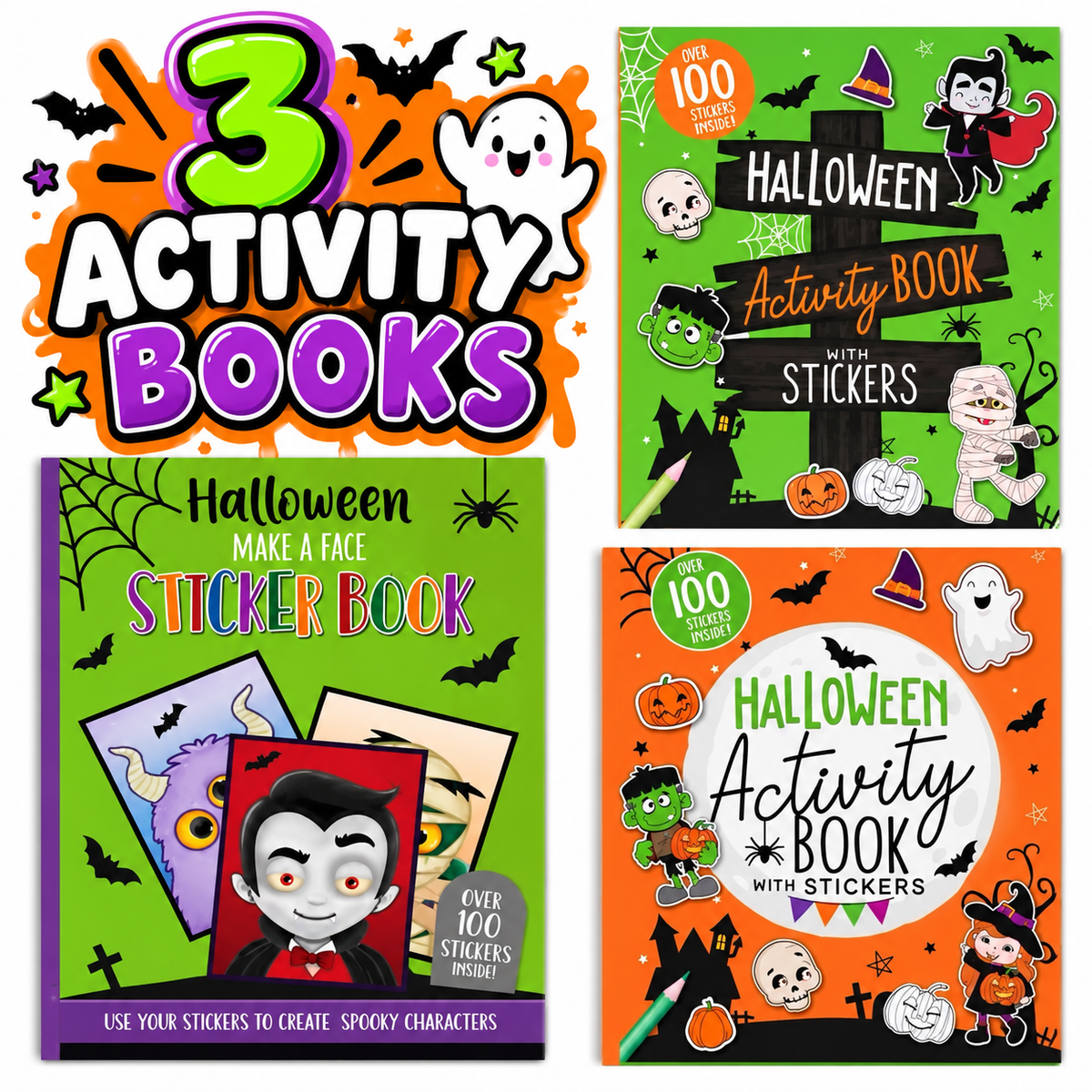 3 Halloween activity books