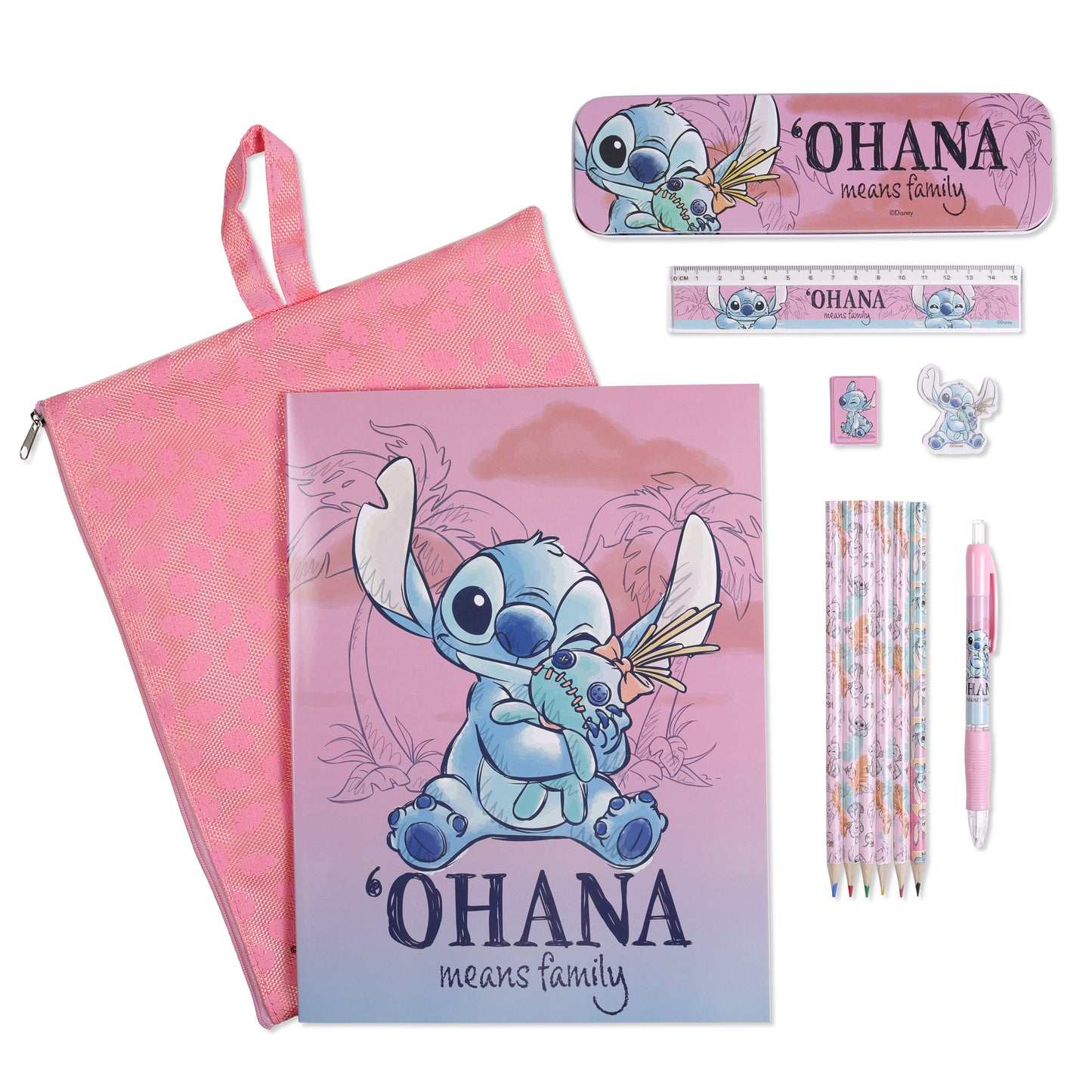 Stitch stationary set with reusable bag